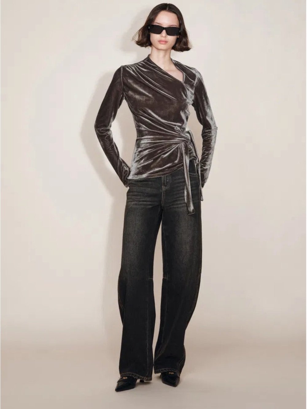 Fabrique Selene Knot Top in Stretch Velvet